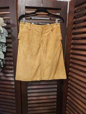 Dolce & Gabbana Mustard Suede Midi Skirt